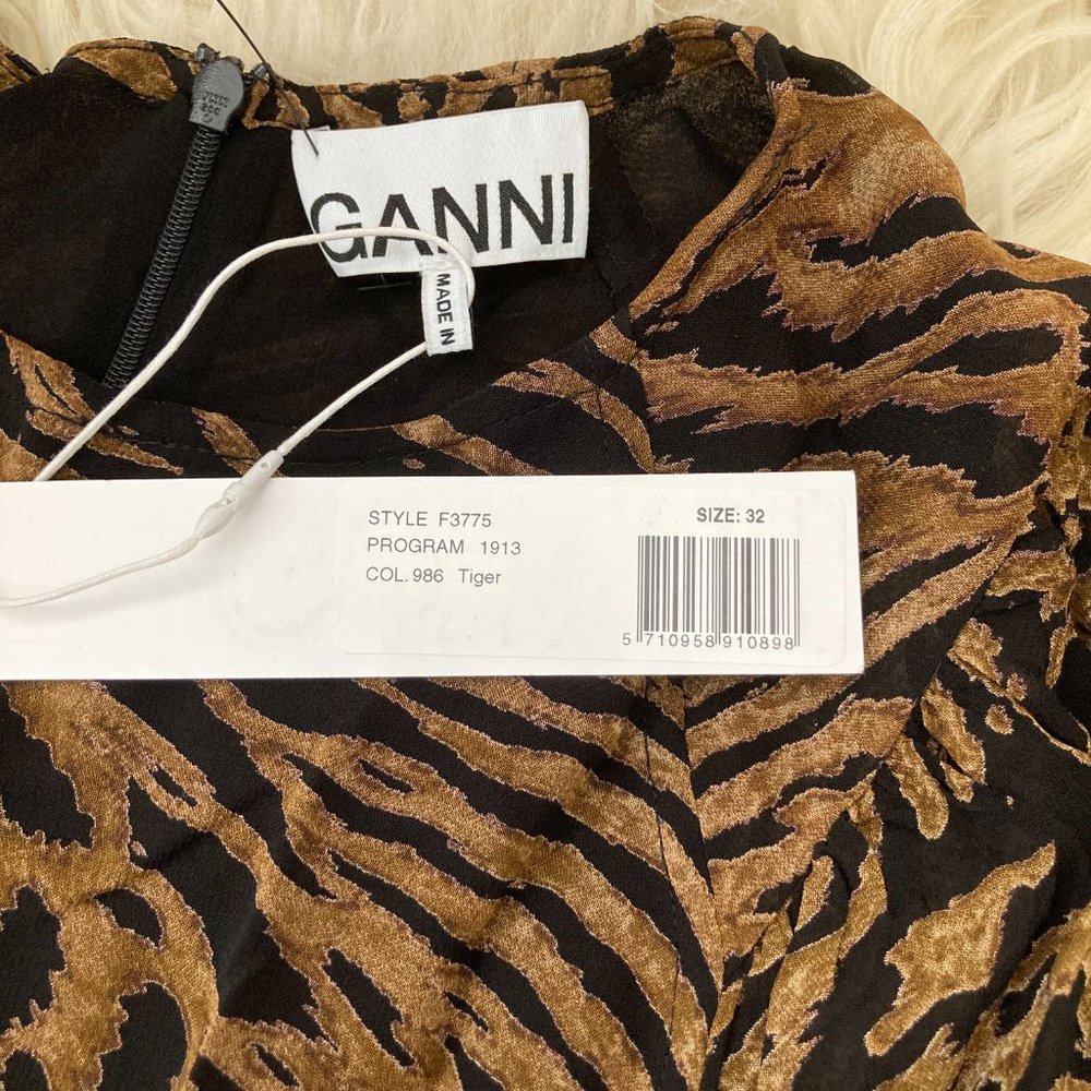 GANNI Animal Print Mini Georgette Dress - Picture 8 of 15